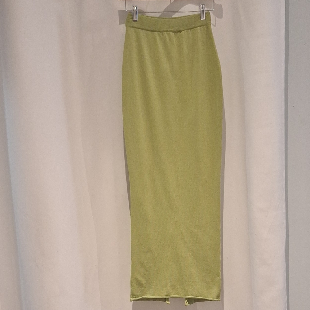 White Fox Bright Green Knit Maxi Women's Skirt Size S